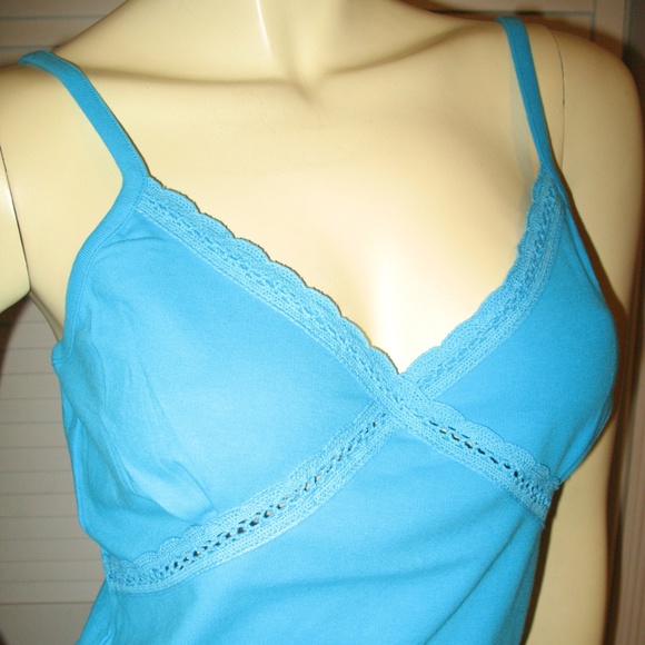 New Y2K 2000s Lace Tank Top Cami/Camisole Spaghetti V-Neck Blue Fairy Chic Femme - Picture 6 of 8